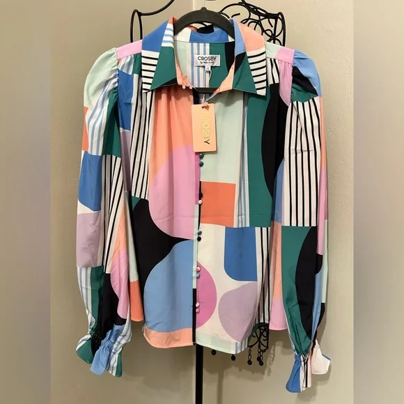 Crosby by Mollie Burch NWT Nell Take Shape Blouse Size XS Geometric $182 MSRP - Picture 3 of 10